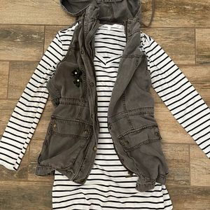 Sold 3 for $20 Jean Vest and Striped Dress